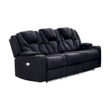 darrahopens Furniture > Sofas 3+2+1 Seater Electric Recliner Stylish Rhino Fabric Black Lounge Armchair with LED Features
