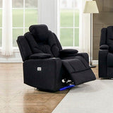 darrahopens Furniture > Sofas 3+2+1 Seater Electric Recliner Stylish Rhino Fabric Black Lounge Armchair with LED Features