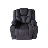 darrahopens Furniture > Sofas 3+2+1 Seater Electric Recliner Stylish Rhino Fabric Black Lounge Armchair with LED Features