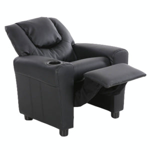 Darrahopens Furniture > Sofas Oliver Kids Recliner Chair Sofa Children Lounge Couch PU Armchair - Black