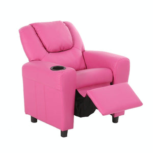 Darrahopens Furniture > Sofas Set of 2 Oliver Kids Recliner Chair Sofa Children Lounge Couch PU Armchair Pink