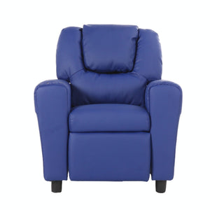 Darrahopens Furniture > Sofas Set of 4 Oliver Kids Recliner Chair Sofa Children Lounge Couch PU Armchair Blue