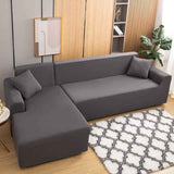 1 Piece Corner Sofa Cover with L Armrests and 1 Pillowcase, Stretch L Shape Cover, 90 to 140 cm