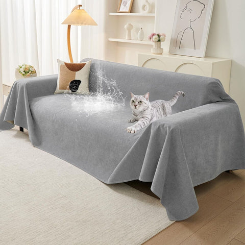 Darrahopens Furniture > Sofas > Sofa Accessories 71" x 134" Couch Protector from Cat Claws, Waterproof Couch Cover Anti Slip,Couch Cover 3 Cushion Sofa Washable,Anti-Scratch Pet Sofa Cover Heavy Duty - Light Gray