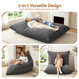 Darrahopens Furniture > Sofas > Sofa Accessories Artiss 3 in 1 Bean Bag Chair Cover (No Filler) Convertible Bean Bag for Adults, Corduroy Stuffed Animal Storage Bean Bag Cover Washable for Living Room Bedroom, Grey