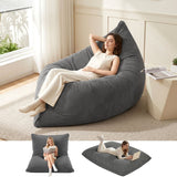 Darrahopens Furniture > Sofas > Sofa Accessories Artiss 3 in 1 Bean Bag Chair Cover (No Filler) Convertible Bean Bag for Adults, Corduroy Stuffed Animal Storage Bean Bag Cover Washable for Living Room Bedroom, Grey