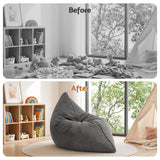 Darrahopens Furniture > Sofas > Sofa Accessories Artiss 3 in 1 Bean Bag Chair Cover (No Filler) Convertible Bean Bag for Adults, Corduroy Stuffed Animal Storage Bean Bag Cover Washable for Living Room Bedroom, Grey