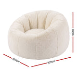 Darrahopens Furniture > Sofas > Sofa Accessories Artiss Bean Bag Chair Cover (No Filler) Soft Faux Fur Beanbag Cover Large Round Stuffed Animal Storage Bean Bag Cover Washable Lazy Sofa Cover for Adults Kids Teens, Beige