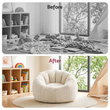 Darrahopens Furniture > Sofas > Sofa Accessories Artiss Bean Bag Chair Cover (No Filler) Soft Faux Fur Beanbag Cover Large Round Stuffed Animal Storage Bean Bag Cover Washable Lazy Sofa Cover for Adults Kids Teens, Beige