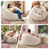 Darrahopens Furniture > Sofas > Sofa Accessories Artiss Bean Bag Chair Cover (No Filler) Soft Faux Fur Beanbag Cover Large Round Stuffed Animal Storage Bean Bag Cover Washable Lazy Sofa Cover for Adults Kids Teens, Beige
