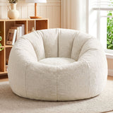 Darrahopens Furniture > Sofas > Sofa Accessories Artiss Bean Bag Chair Cover (No Filler) Soft Faux Fur Beanbag Cover Large Round Stuffed Animal Storage Bean Bag Cover Washable Lazy Sofa Cover for Adults Kids Teens, Beige