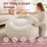 Darrahopens Furniture > Sofas > Sofa Accessories Artiss Bean Bag Chair Cover (No Filler) Soft Faux Fur Beanbag Cover Large Round Stuffed Animal Storage Bean Bag Cover Washable Lazy Sofa Cover for Adults Kids Teens, Beige