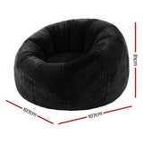 Darrahopens Furniture > Sofas > Sofa Accessories Artiss Bean Bag Chair Cover (No Filler) Soft Faux Fur Beanbag Cover Large Round Stuffed Animal Storage Bean Bag Cover Washable Lazy Sofa Cover for Adults Kids Teens, Black