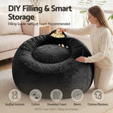 Darrahopens Furniture > Sofas > Sofa Accessories Artiss Bean Bag Chair Cover (No Filler) Soft Faux Fur Beanbag Cover Large Round Stuffed Animal Storage Bean Bag Cover Washable Lazy Sofa Cover for Adults Kids Teens, Black