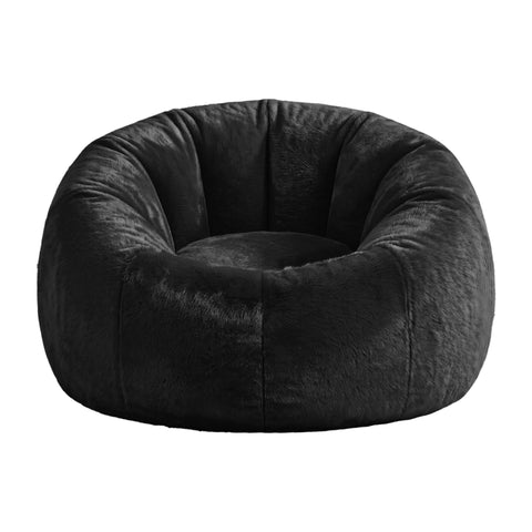 Darrahopens Furniture > Sofas > Sofa Accessories Artiss Bean Bag Chair Cover (No Filler) Soft Faux Fur Beanbag Cover Large Round Stuffed Animal Storage Bean Bag Cover Washable Lazy Sofa Cover for Adults Kids Teens, Black