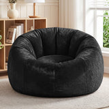 Darrahopens Furniture > Sofas > Sofa Accessories Artiss Bean Bag Chair Cover (No Filler) Soft Faux Fur Beanbag Cover Large Round Stuffed Animal Storage Bean Bag Cover Washable Lazy Sofa Cover for Adults Kids Teens, Black