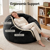 Darrahopens Furniture > Sofas > Sofa Accessories Artiss Bean Bag Chair Cover (No Filler) Soft Faux Fur Beanbag Cover Large Round Stuffed Animal Storage Bean Bag Cover Washable Lazy Sofa Cover for Adults Kids Teens, Black
