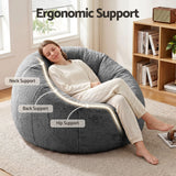 Darrahopens Furniture > Sofas > Sofa Accessories Artiss Bean Bag Chair Cover (No Filler) Soft Faux Fur Beanbag Cover Large Round Stuffed Animal Storage Bean Bag Cover Washable Lazy Sofa Cover for Adults Kids Teens, Grey