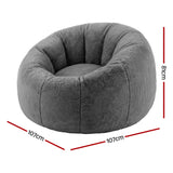 Darrahopens Furniture > Sofas > Sofa Accessories Artiss Bean Bag Chair Cover (No Filler) Soft Faux Fur Beanbag Cover Large Round Stuffed Animal Storage Bean Bag Cover Washable Lazy Sofa Cover for Adults Kids Teens, Grey