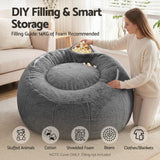 Darrahopens Furniture > Sofas > Sofa Accessories Artiss Bean Bag Chair Cover (No Filler) Soft Faux Fur Beanbag Cover Large Round Stuffed Animal Storage Bean Bag Cover Washable Lazy Sofa Cover for Adults Kids Teens, Grey