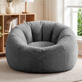 Darrahopens Furniture > Sofas > Sofa Accessories Artiss Bean Bag Chair Cover (No Filler) Soft Faux Fur Beanbag Cover Large Round Stuffed Animal Storage Bean Bag Cover Washable Lazy Sofa Cover for Adults Kids Teens, Grey