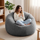 Darrahopens Furniture > Sofas > Sofa Accessories Artiss Bean Bag Chair Cover (No Filler) Soft Faux Fur Beanbag Cover Large Round Stuffed Animal Storage Bean Bag Cover Washable Lazy Sofa Cover for Adults Kids Teens, Grey