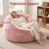 Darrahopens Furniture > Sofas > Sofa Accessories Artiss Bean Bag Chair Cover (No Filler) Soft Faux Fur Beanbag Cover Large Round Stuffed Animal Storage Bean Bag Cover Washable Lazy Sofa Cover for Adults Kids Teens, Pink