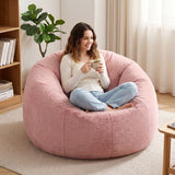 Darrahopens Furniture > Sofas > Sofa Accessories Artiss Bean Bag Chair Cover (No Filler) Soft Faux Fur Beanbag Cover Large Round Stuffed Animal Storage Bean Bag Cover Washable Lazy Sofa Cover for Adults Kids Teens, Pink