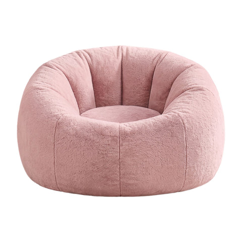 Darrahopens Furniture > Sofas > Sofa Accessories Artiss Bean Bag Chair Cover (No Filler) Soft Faux Fur Beanbag Cover Large Round Stuffed Animal Storage Bean Bag Cover Washable Lazy Sofa Cover for Adults Kids Teens, Pink