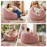Darrahopens Furniture > Sofas > Sofa Accessories Artiss Bean Bag Chair Cover (No Filler) Soft Faux Fur Beanbag Cover Large Round Stuffed Animal Storage Bean Bag Cover Washable Lazy Sofa Cover for Adults Kids Teens, Pink