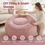 Darrahopens Furniture > Sofas > Sofa Accessories Artiss Bean Bag Chair Cover (No Filler) Soft Faux Fur Beanbag Cover Large Round Stuffed Animal Storage Bean Bag Cover Washable Lazy Sofa Cover for Adults Kids Teens, Pink