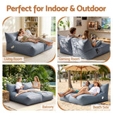 Darrahopens Furniture > Sofas > Sofa Accessories Artiss Outdoor Bean Bag Chair Cover (No Filler) 2 Seater Beanbag Lounge Sofacover Adults Splash-Proof Large Bean Bag Cover for Patio Poolside Relaxing Indoor, Grey
