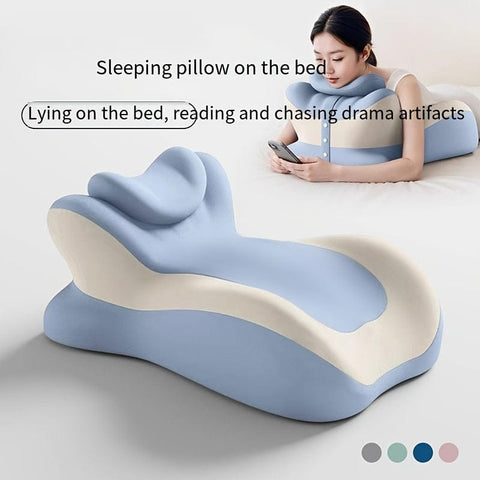 Darrahopens Furniture > Sofas > Sofa Accessories Bed Stomach-Sleep Pillow - Multi-functional Prone Position Pillow for Stomach Sleeping, Phone Use, Reading, Couples Fun Play, Intimacy Aid for Couples, Bed Hip Elevation Tool, Pā Pā Pillow（BLUE）
