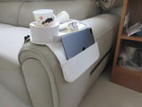 Darrahopens Furniture > Sofas > Sofa Accessories Brown Waterproof Silicone Couch Armrest Cup Holder Tray - Non-Slip & Anti-Spill, Multi-Slot Organizer for Drinks Bottle, Remote, Ipad & snacks