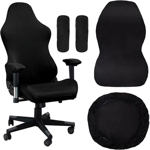 Darrahopens Furniture > Sofas > Sofa Accessories Gaming Chair Cover with Armrests, Black Stretchy Washable Cover for Gaming Computer and Swivel Chairs