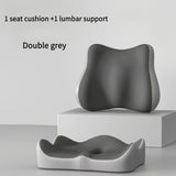 Darrahopens Furniture > Sofas > Sofa Accessories grey+black **Waist Support and Seat Cushion Combo: Scientifically Supports the Back, Breathable and Pressure-Relieving, Comfortable for 8 Hours of Sitting**