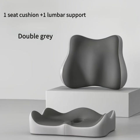 Darrahopens Furniture > Sofas > Sofa Accessories grey+black **Waist Support and Seat Cushion Combo: Scientifically Supports the Back, Breathable and Pressure-Relieving, Comfortable for 8 Hours of Sitting**