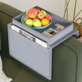 Darrahopens Furniture > Sofas > Sofa Accessories Grey Foldable  Sofa Armrest Organizer With 3-Zones - 20kg Load Capacity, Thickended Oxford Cloth Storage Bag for Dorms, Cars & Living Rooms