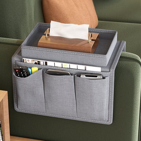 Darrahopens Furniture > Sofas > Sofa Accessories Grey Foldable  Sofa Armrest Organizer With 3-Zones - 20kg Load Capacity, Thickended Oxford Cloth Storage Bag for Dorms, Cars & Living Rooms