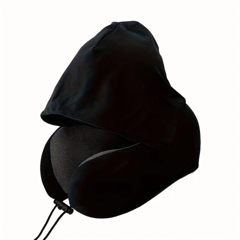 Darrahopens Furniture > Sofas > Sofa Accessories Outdoor Travel Car Pillow, 1pc Memory Foam Hooded U-shaped Neck Pillow, Washable, Neck Pillow with Hood.(black)