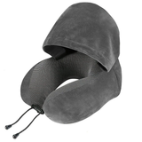 Darrahopens Furniture > Sofas > Sofa Accessories Outdoor Travel Car Pillow, 1pc Memory Foam Hooded U-shaped Neck Pillow, Washable, Neck Pillow with Hood.GREY