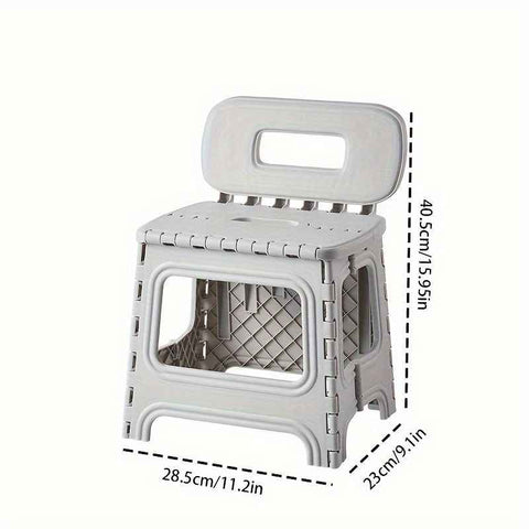 Darrahopens Furniture > Sofas > Sofa Accessories White folding plastic stool, stool with backrest, portable stool, durable stool, comfortable seating, extra seating, step stool, camping stool, Australian home, space-saving furniture