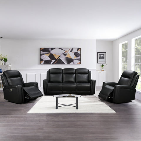 Darrahopens Furniture > Sofas > Sofas & Sofa Beds 3-1-1 Seater Electric Leather/PVC Black Recliner Set