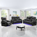 Darrahopens Furniture > Sofas > Sofas & Sofa Beds 3-2-1 Seater Electric Air Leather Dark Grey Recliner Set