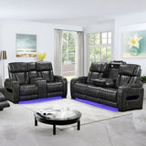 Darrahopens Furniture > Sofas > Sofas & Sofa Beds 3-2 Seater Electric Air Leather Dark Grey Recliner Set