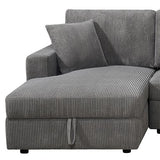 Darrahopens Furniture > Sofas > Sofas & Sofa Beds 5-Piece Grey Modular Corduroy Sofa with Storage Chaise In Australia - Darrahopens