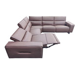 Darrahopens Furniture > Sofas > Sofas & Sofa Beds 5 Seater Real Cow Leather Sofa with Power Recliner Adjustable Headrest Wooden Frame Corner Lounge