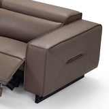 Darrahopens Furniture > Sofas > Sofas & Sofa Beds 5 Seater Real Cow Leather Sofa with Power Recliner Adjustable Headrest Wooden Frame Corner Lounge