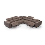Darrahopens Furniture > Sofas > Sofas & Sofa Beds 5 Seater Real Cow Leather Sofa with Power Recliner Adjustable Headrest Wooden Frame Corner Lounge