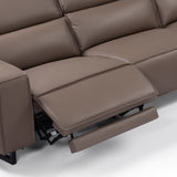 Darrahopens Furniture > Sofas > Sofas & Sofa Beds 5 Seater Real Cow Leather Sofa with Power Recliner Adjustable Headrest Wooden Frame Corner Lounge